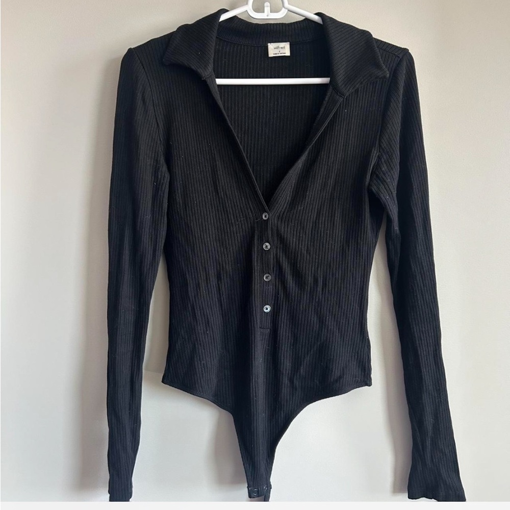 Aritzia Black Ribbed Bodysuit